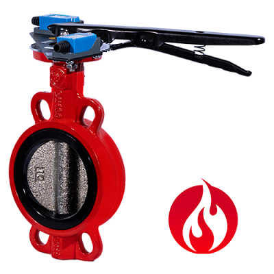 Затвор дисковый межфланцевый Ridval RVB 01 DN050, корп чугун, диск чугун,с УКП о/з.IP64 КРАСНЫЙ